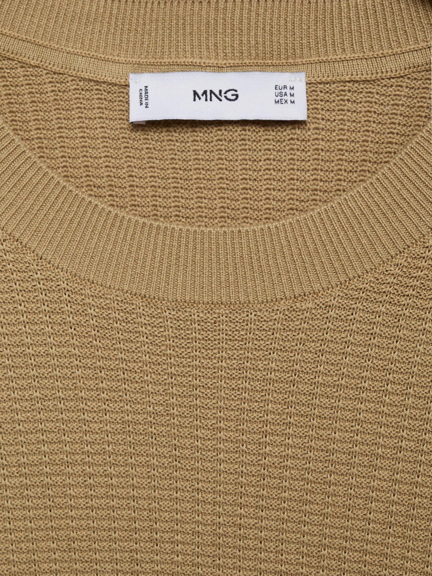 Product image 8 of 8, which shows Mango Fluid Cotton Knitted T-Shirt, Light Beige, L