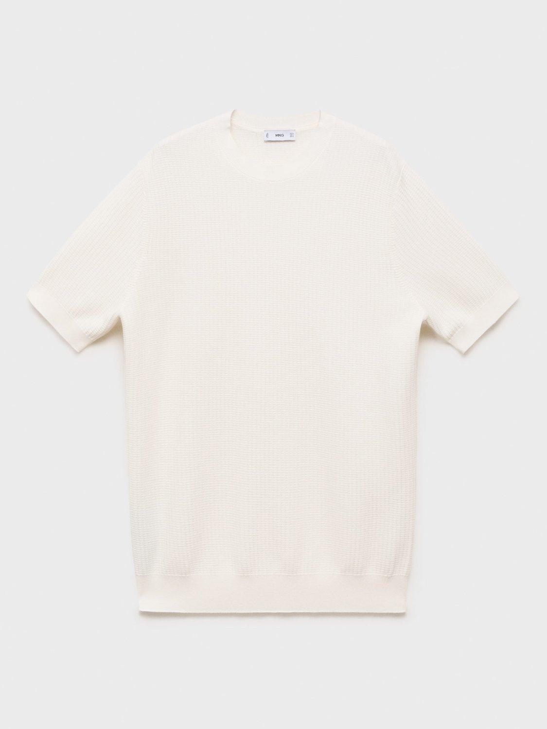 Product image 3 of 8, which shows Mango Fluid Cotton Knitted T-Shirt, Natural White, XXL