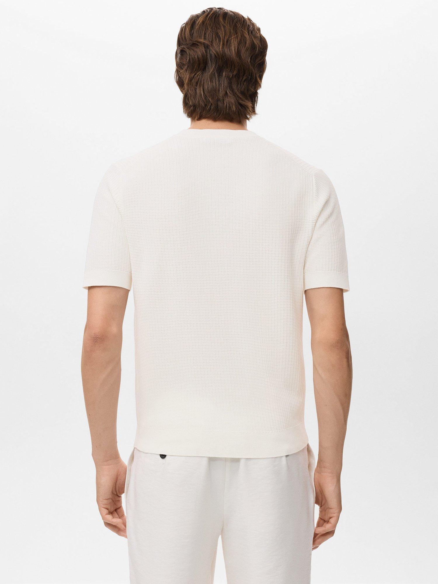 Product image 4 of 8, which shows Mango Fluid Cotton Knitted T-Shirt, Natural White, XXL