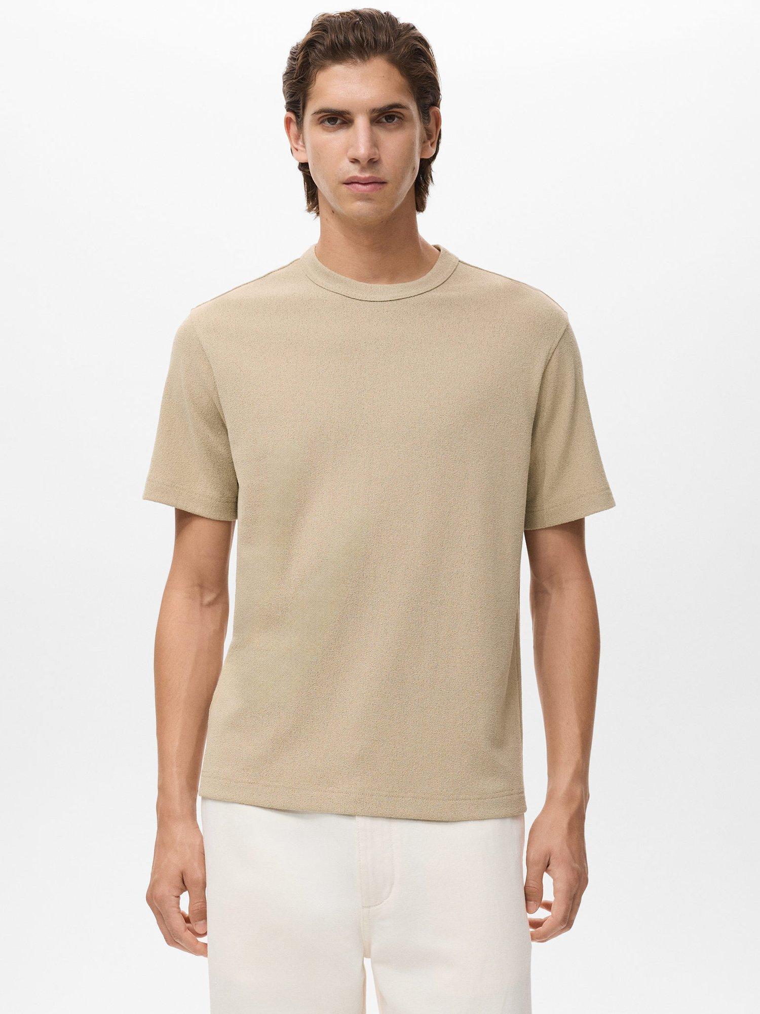 Product image 1 of 8, which shows Mango Gare Cotton Blend T-Shirt, Light Beige, S