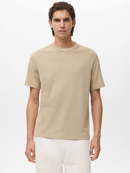 Mango Gare Cotton Blend T-Shirt, Light Beige