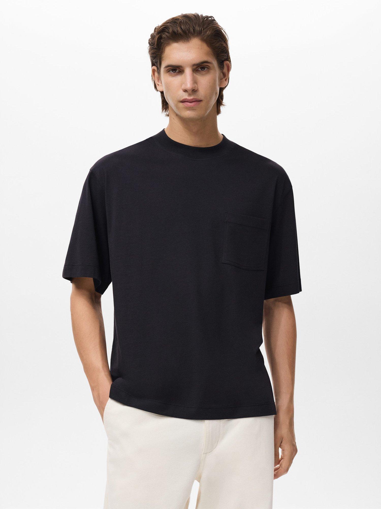 Product image 1 of 8, which shows Mango Single Cotton T-Shirt, Black, S