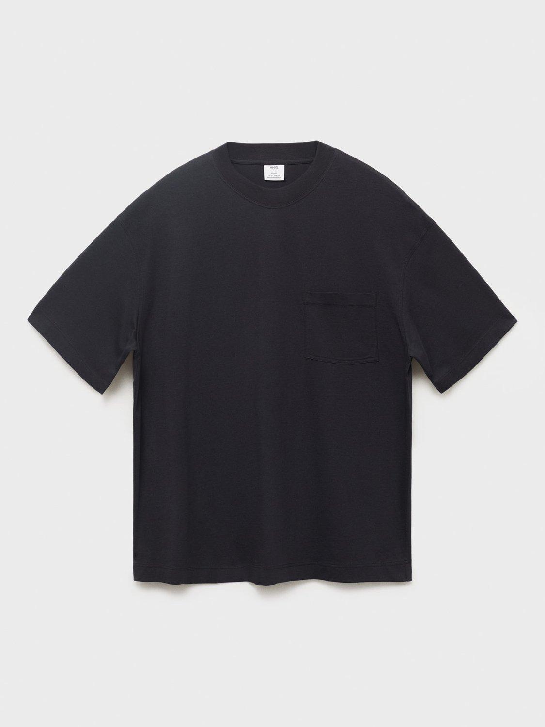 Product image 3 of 8, which shows Mango Single Cotton T-Shirt, Black, S