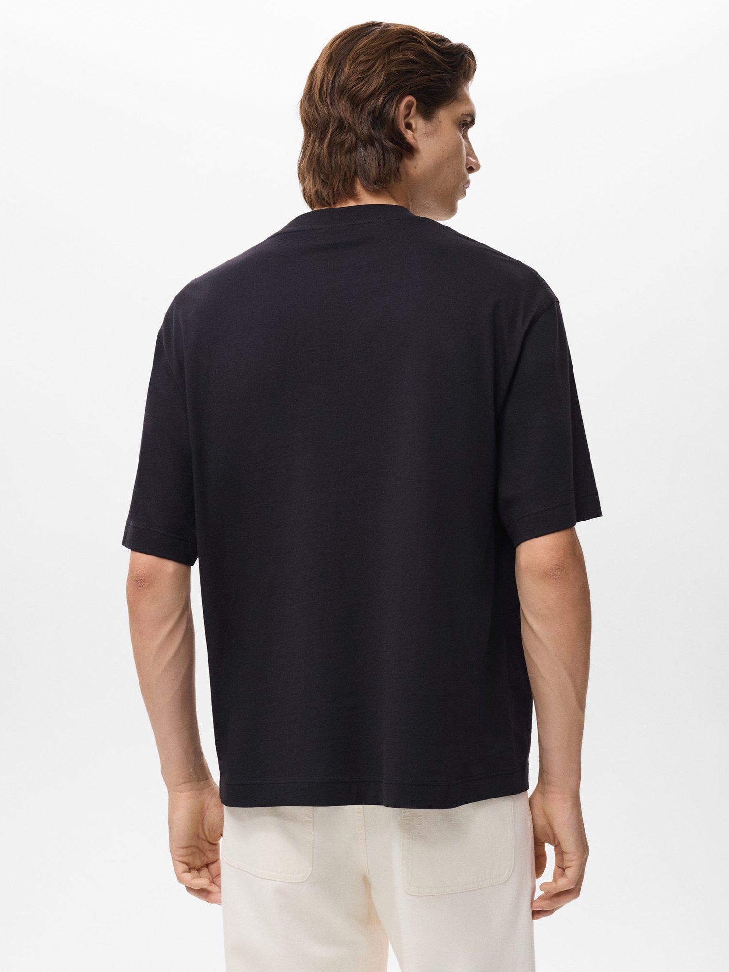 Product image 4 of 8, which shows Mango Single Cotton T-Shirt, Black, S