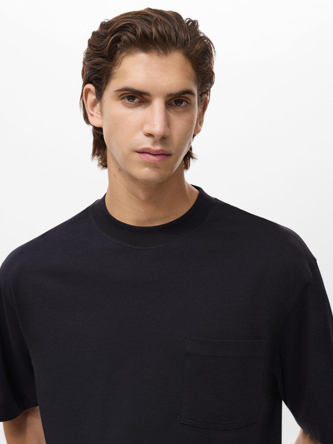 Product image 6 of 8, which shows Mango Single Cotton T-Shirt, Black, S