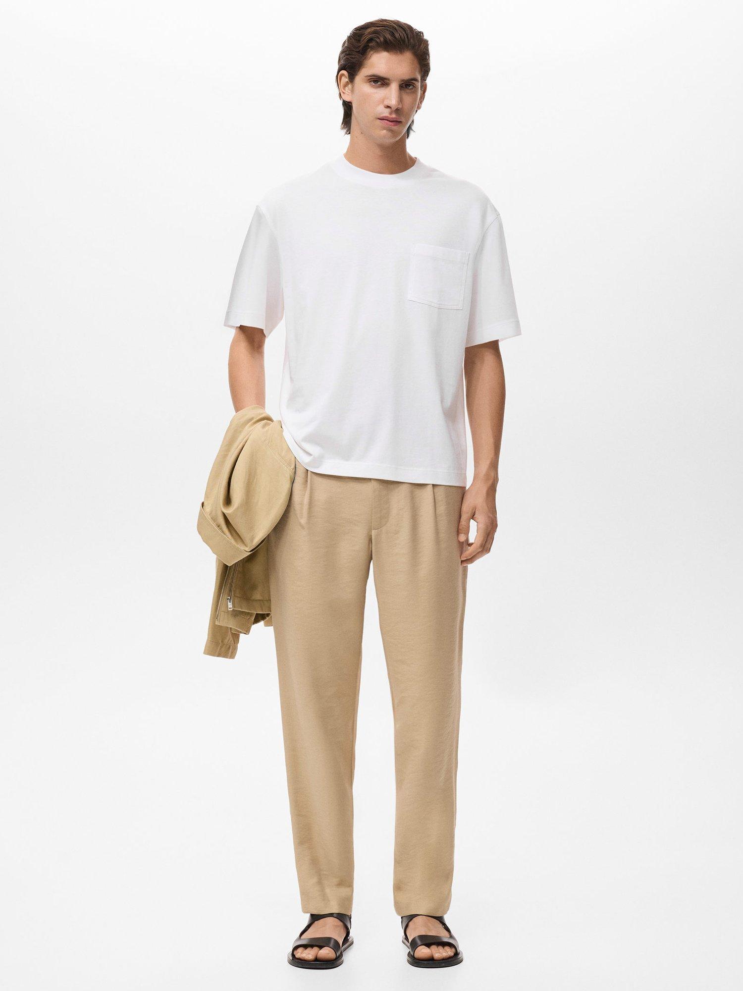 Product image 2 of 8, which shows Mango Single Cotton Boxy Fit T-Shirt, Natural White, S