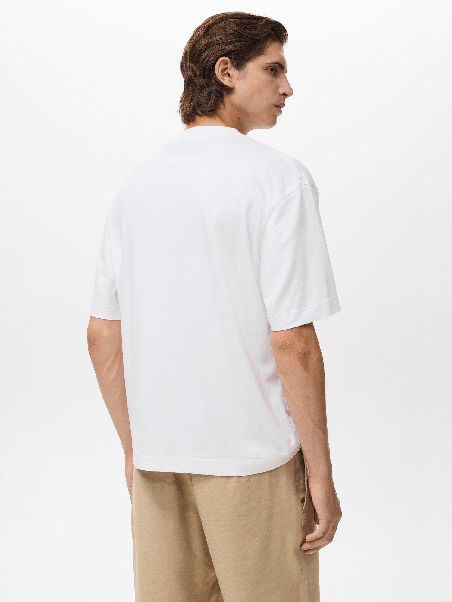 Product image 4 of 8, which shows Mango Single Cotton Boxy Fit T-Shirt, Natural White, S