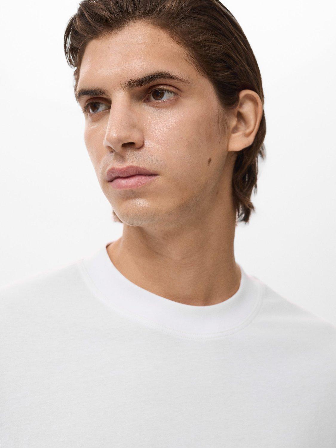 Product image 6 of 8, which shows Mango Single Cotton Boxy Fit T-Shirt, Natural White, S