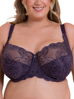 Curvy Kate LoveLace Wired Non Padded Lace Balcony Bra, Deep Purple