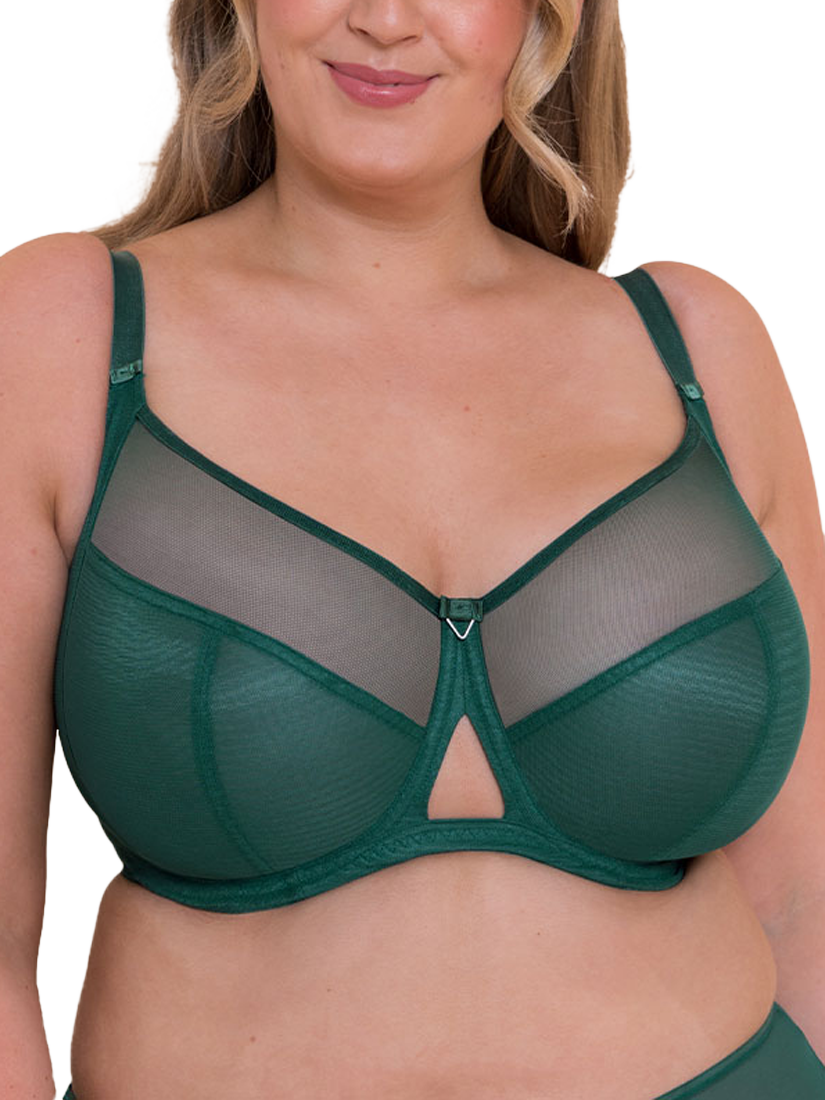 Product image 1 of 8, which shows Curvy Kate Victory Non Padded Side Support Balcony Bra, Forest Green, 30D