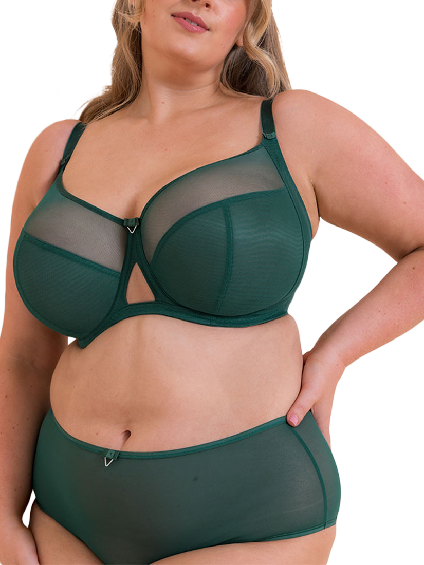 Product image 3 of 8, which shows Curvy Kate Victory Non Padded Side Support Balcony Bra, Forest Green, 30D