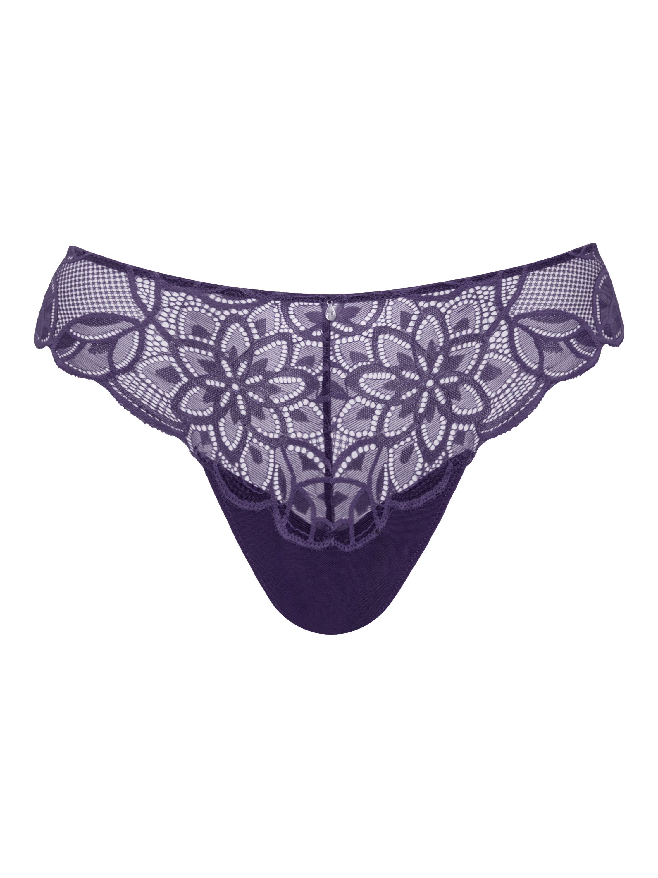 Product image 4 of 7, which shows Curvy Kate LoveLace Brazilian Knickers, Deep Purple, S