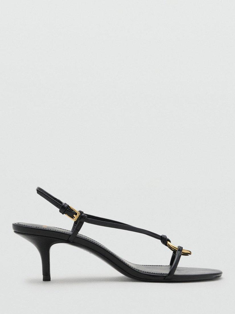 Product image 1 of 5, which shows Mango Anilla Kitten Heel Sandals, Black, 6