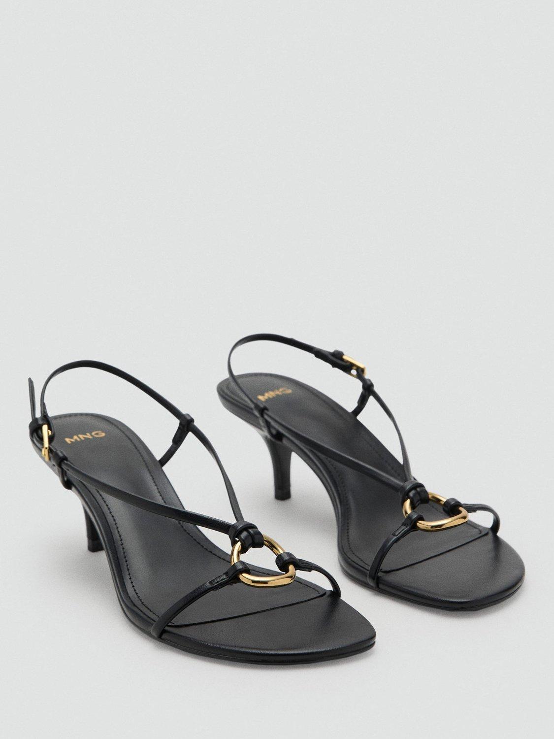 Product image 2 of 5, which shows Mango Anilla Kitten Heel Sandals, Black, 6