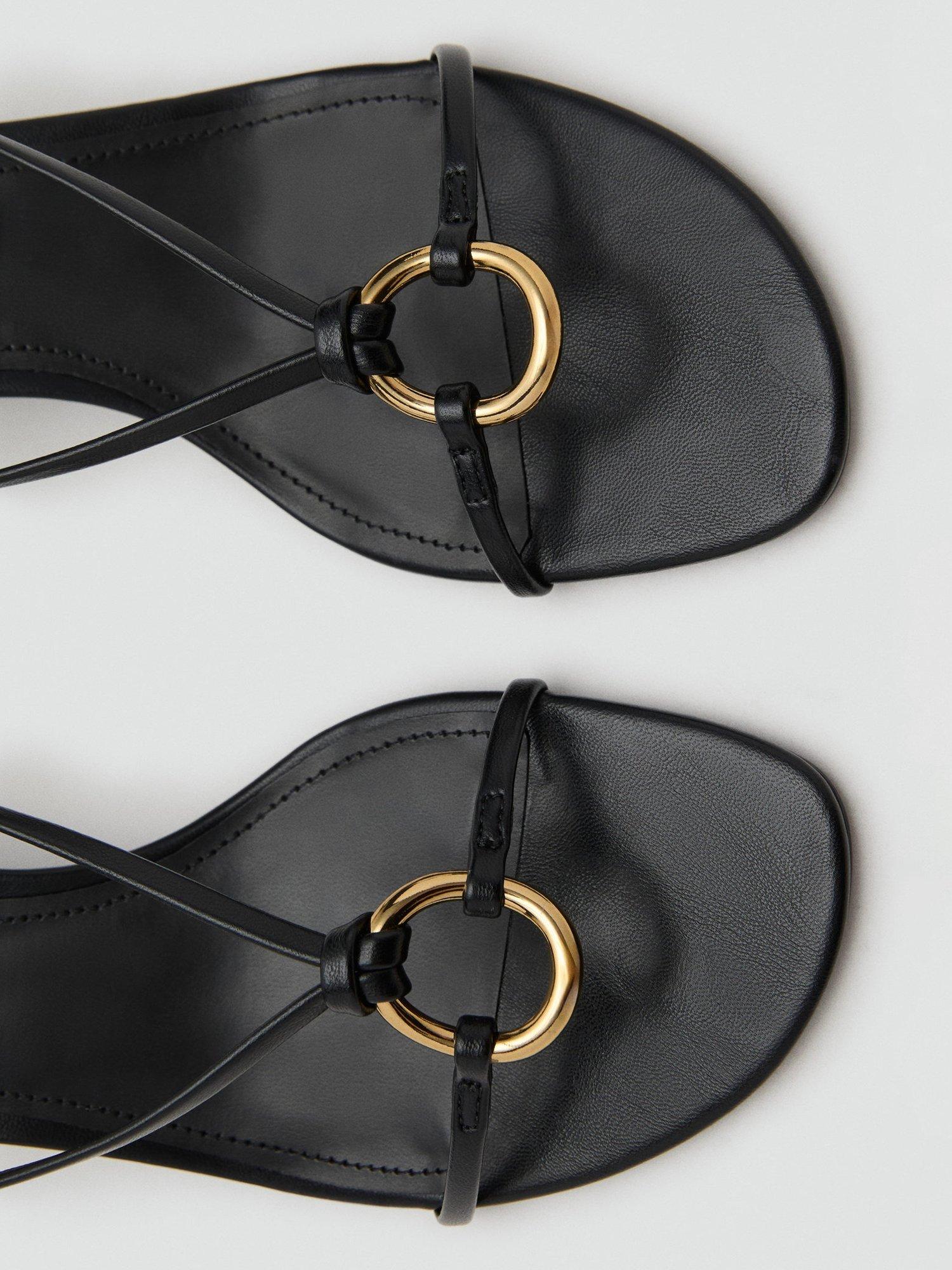 Product image 3 of 5, which shows Mango Anilla Kitten Heel Sandals, Black, 6
