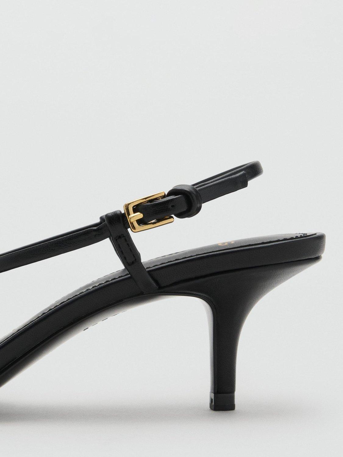 Product image 4 of 5, which shows Mango Anilla Kitten Heel Sandals, Black, 6