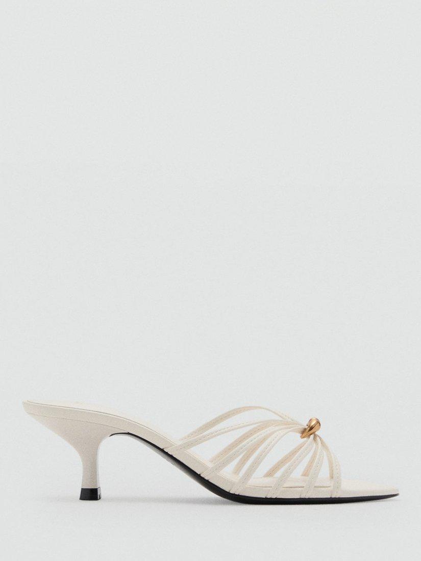 Mango Darian Kitten Heel Strappy Sandals, Ecru