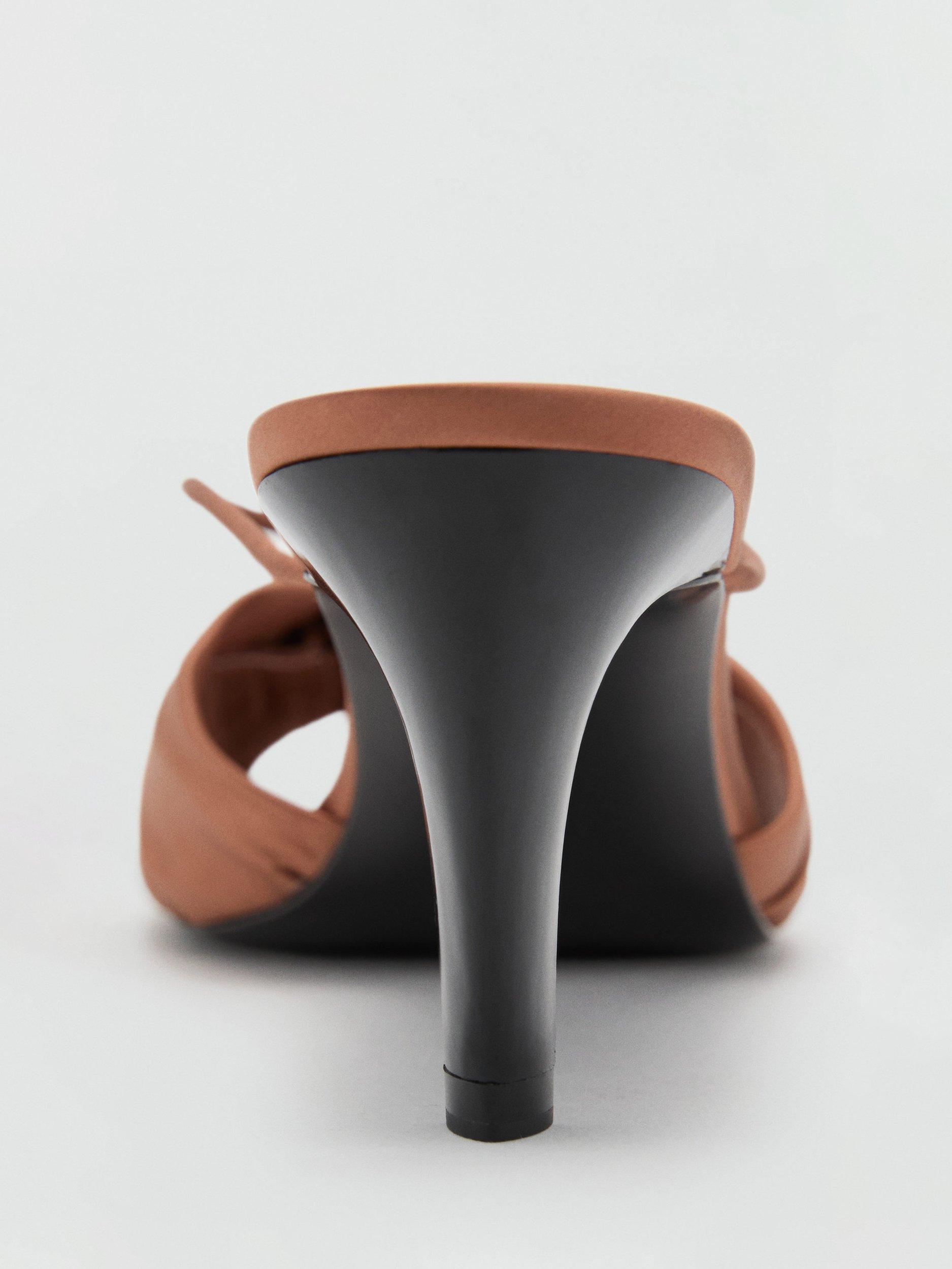 Product image 3 of 4, which shows Mango Frunci High Heel Satin Sandals, Medium Orange, 3