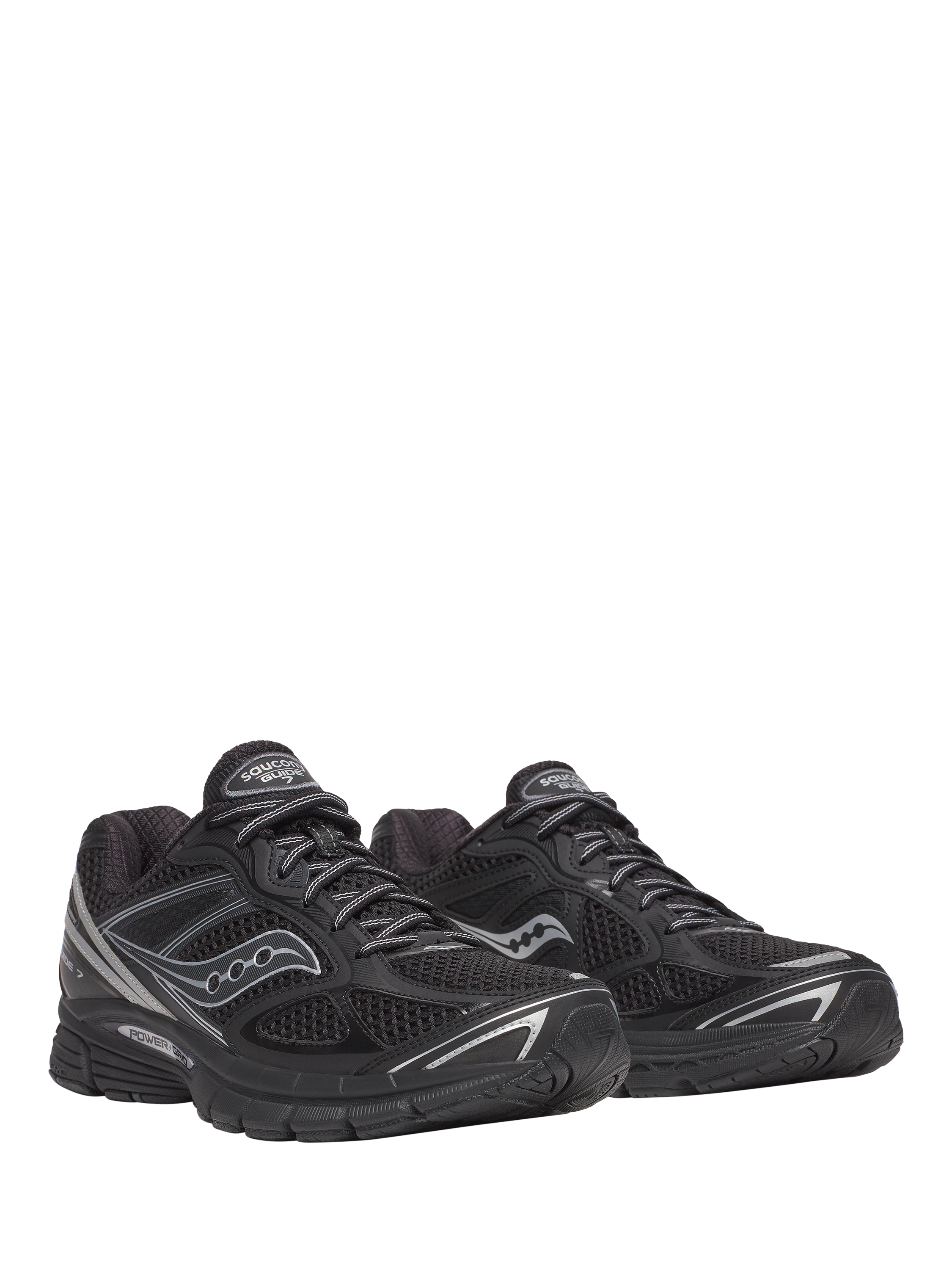 Product image 2 of 6, which shows Saucony ProGrid Guide 7 Lace Up Trainers, Black/Silver, 7
