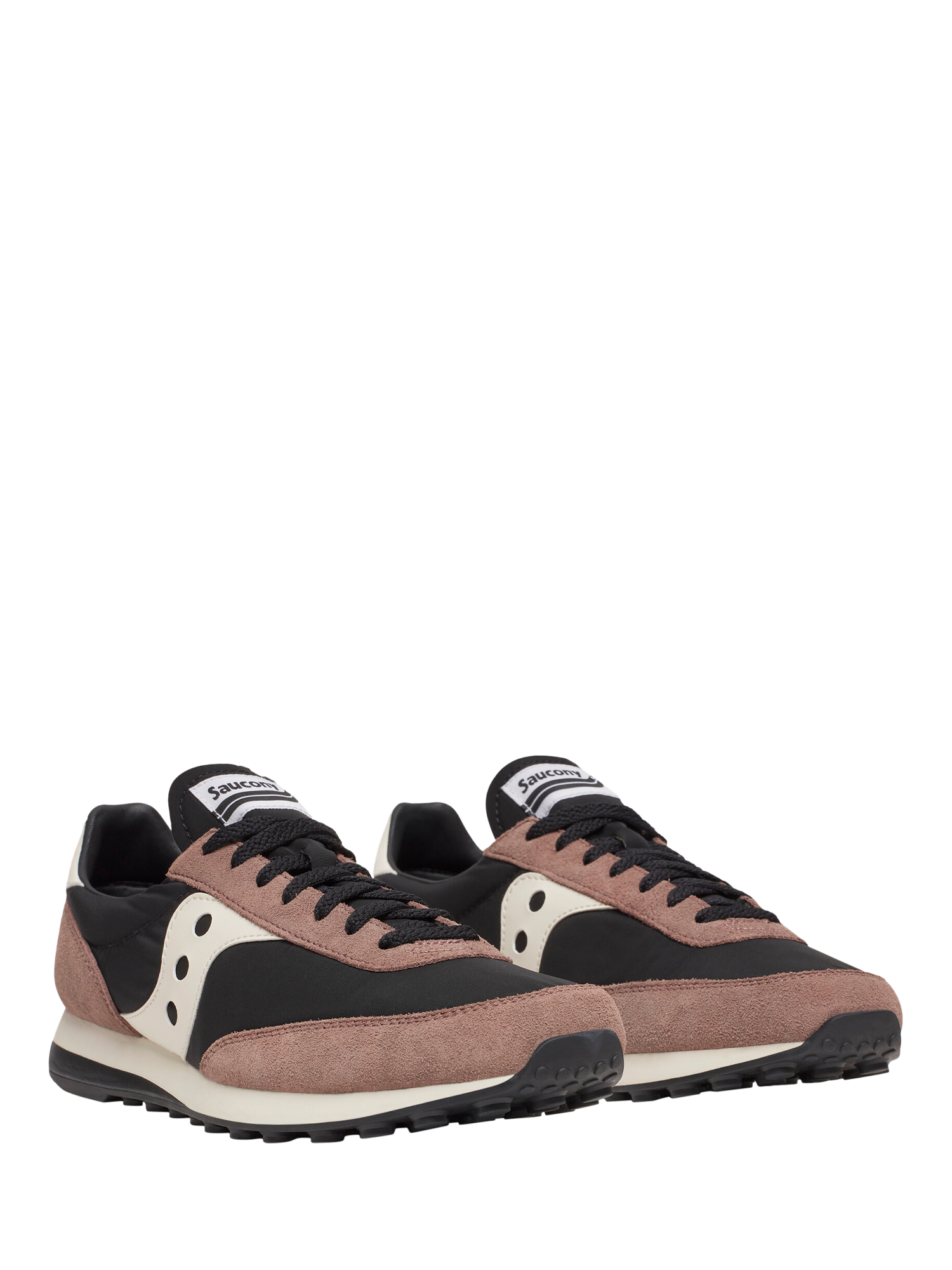 Product image 2 of 5, which shows Saucony 80's Colour Block Trainers, Brown, Black, 8