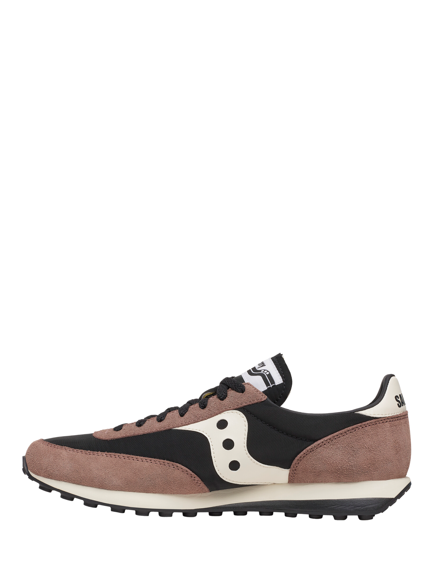 Product image 5 of 5, which shows Saucony 80's Colour Block Trainers, Brown, Black, 8
