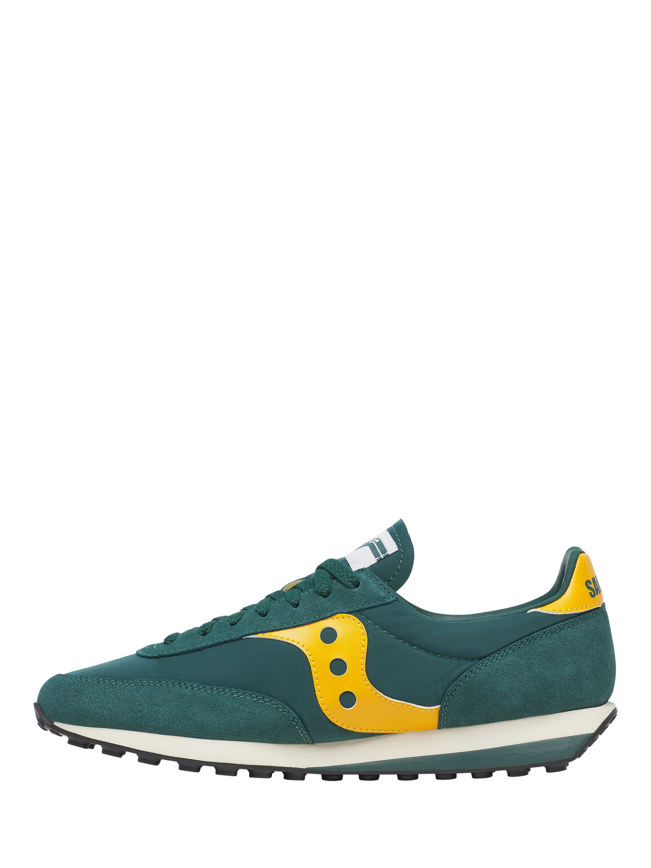 Product image 3 of 9, which shows Saucony Trainer 80 Lace Up Trainers, Green/Yellow, 8