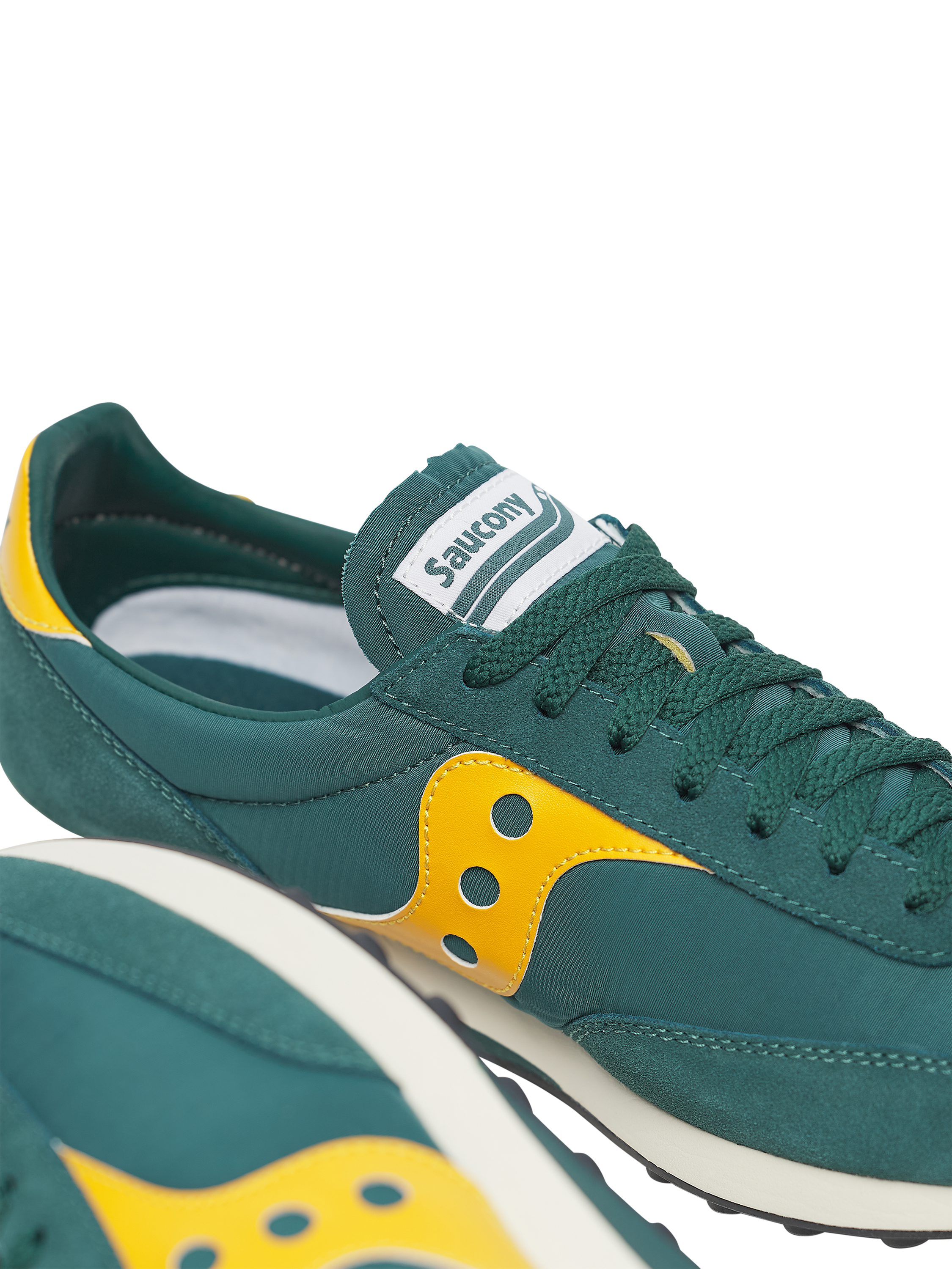 Product image 7 of 9, which shows Saucony Trainer 80 Lace Up Trainers, Green/Yellow, 8