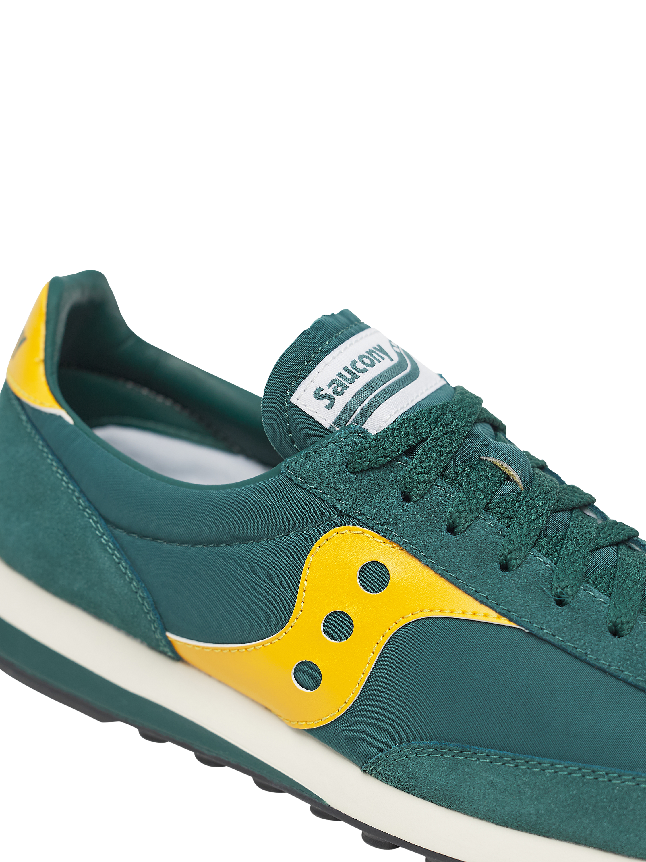 Product image 8 of 9, which shows Saucony Trainer 80 Lace Up Trainers, Green/Yellow, 8