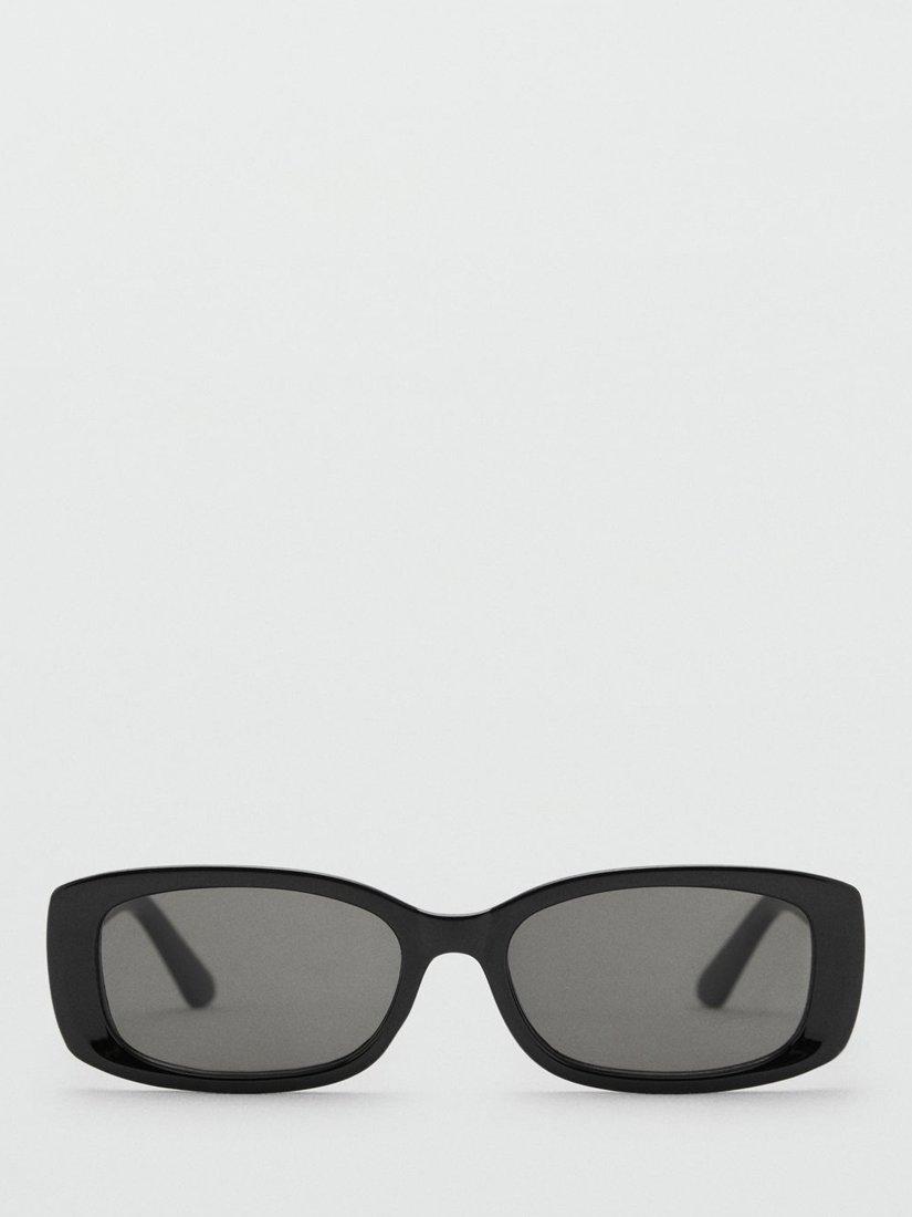 Product image 1 of 4, which shows Mango Lilibea Rectangular Frame Classic Sunglasses, Black/Grey, One Size