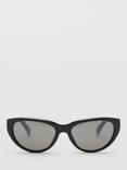 Mango Ibiza Cat Eye Sunglasses, Black/Grey