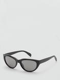 Mango Ibiza Cat Eye Sunglasses, Black/Grey