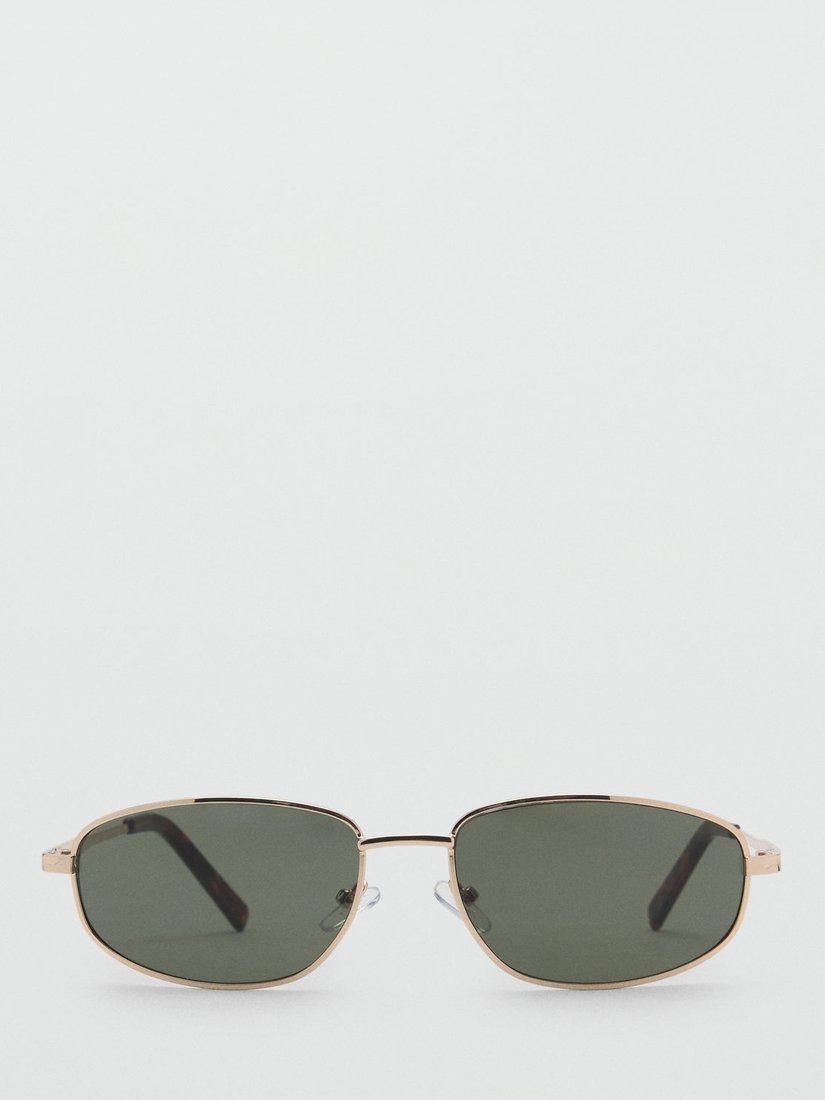 Product image 1 of 4, which shows Mango Isquia Oval Sunglasses, Gold/Grey