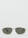 Mango Isquia Oval Sunglasses, Gold/Grey