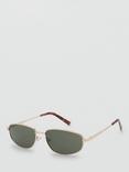Mango Isquia Oval Sunglasses, Gold/Grey