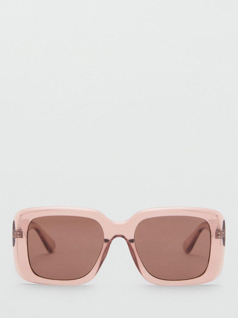 Mango Lipari Square Sunglasses, Pale Pink/Dark Pink