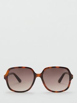 Mango Patmos Square Sunglasses, Dark Brown, Dark Brown