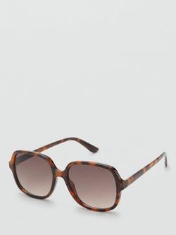 Mango Patmos Square Sunglasses, Dark Brown - view 2, Dark Brown
