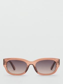 Mango Panarea Rectangular Sunglasses, Pale Orange/Brown Gradient, Pale Orange/Brown Gradient