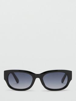 Mango Panarea Resin Oval Frame Sunglasses, Black/Blue Gradient