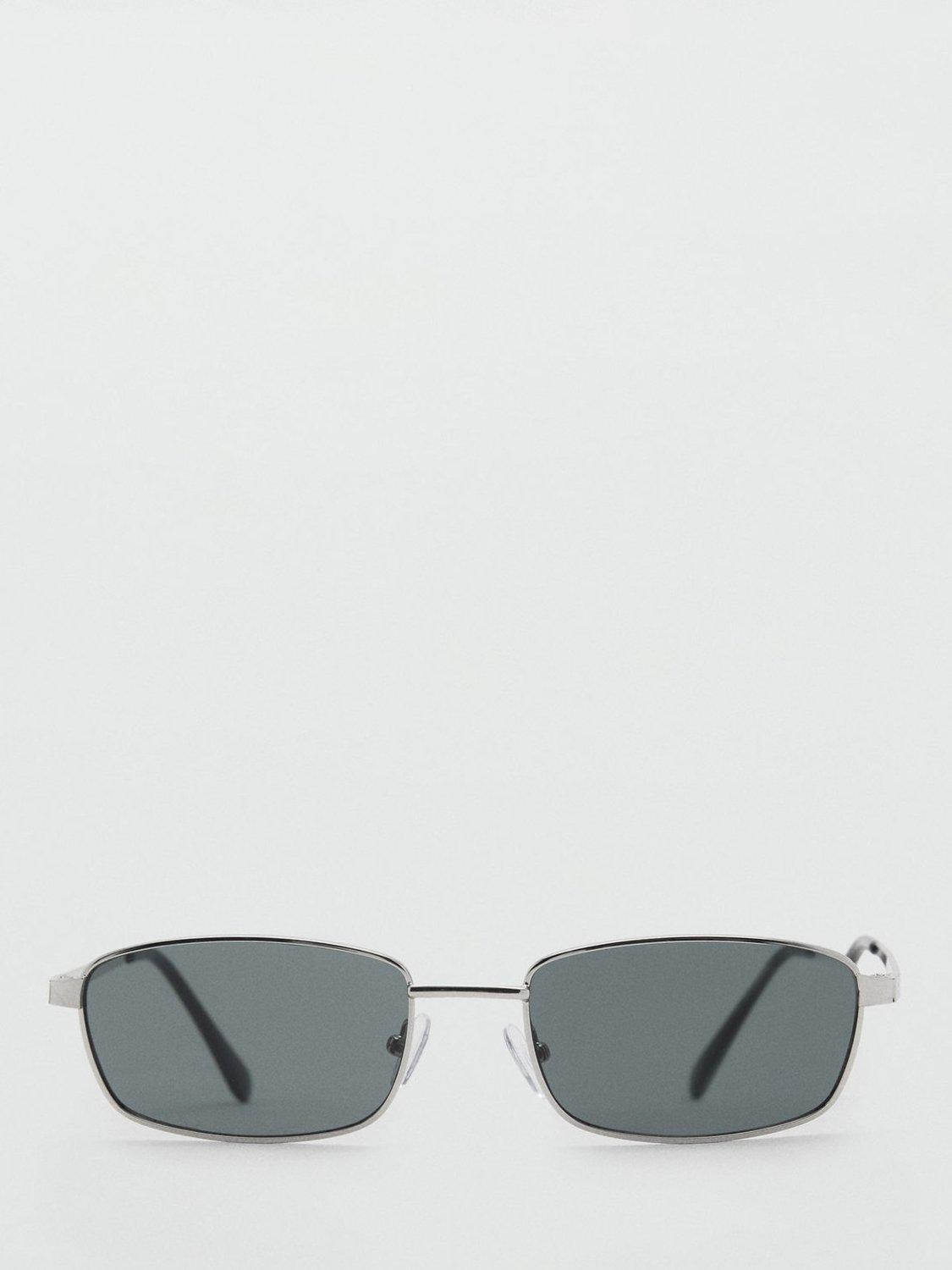 Product image 1 of 4, which shows Mango Nerano Rectangular Sunglasses, Silver/Grey