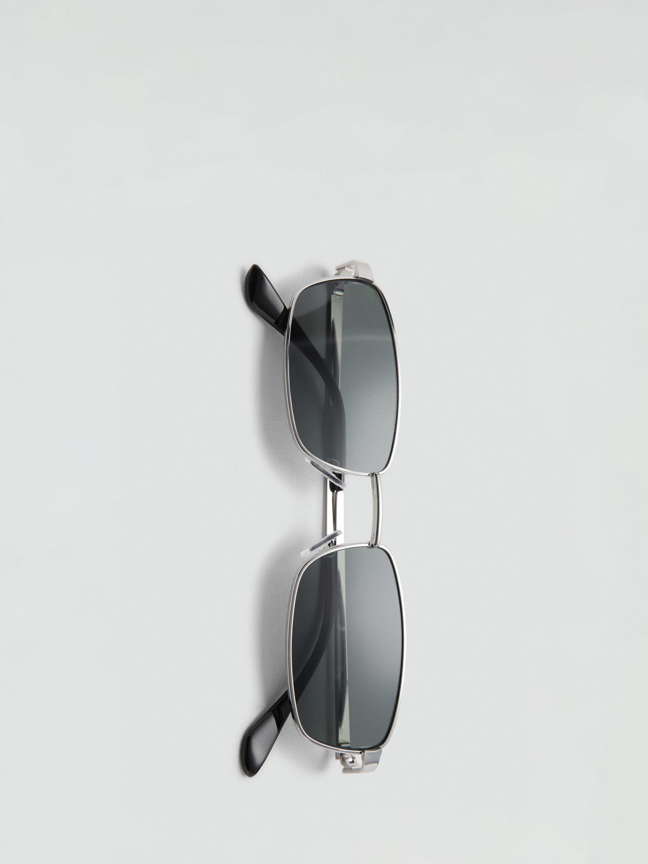 Product image 4 of 4, which shows Mango Nerano Rectangular Sunglasses, Silver/Grey