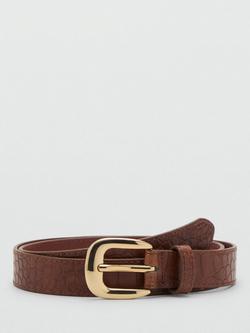 Mango Coqui Croc Belt, Brown, Brown