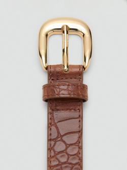 Mango Coqui Croc Belt, Brown - view 2, Brown