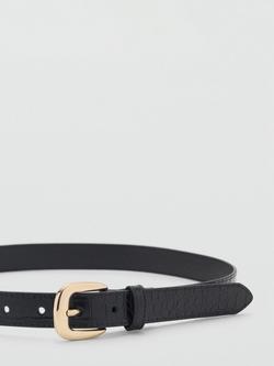 Mango Coqui Croc Belt, Black, Black