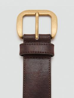 Mango Julian Square Buckle Belt, Dark Brown - view 2, Dark Brown
