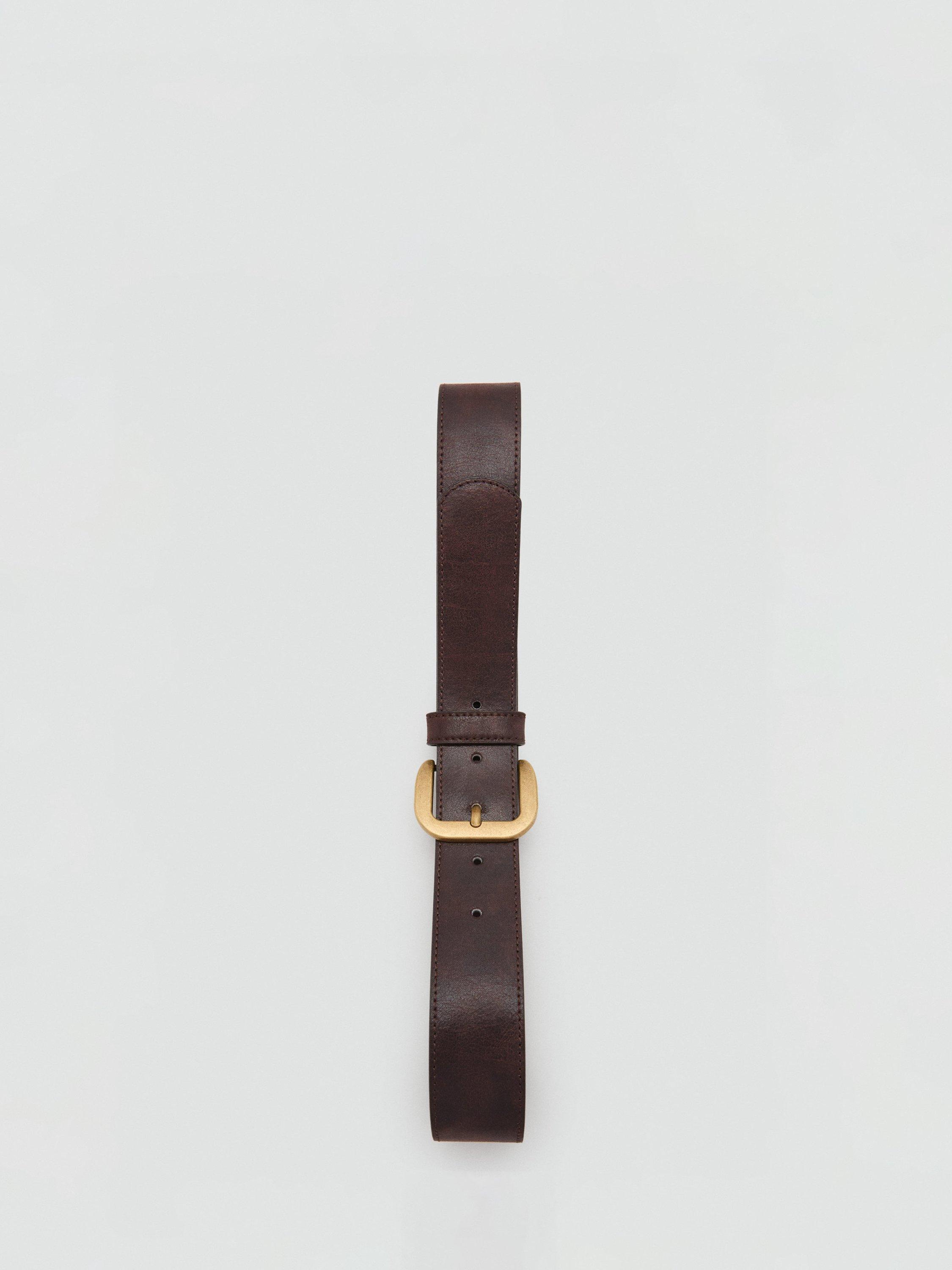 Product image 4 of 4, which shows Mango Julian Square Buckle Belt, Dark Brown, L