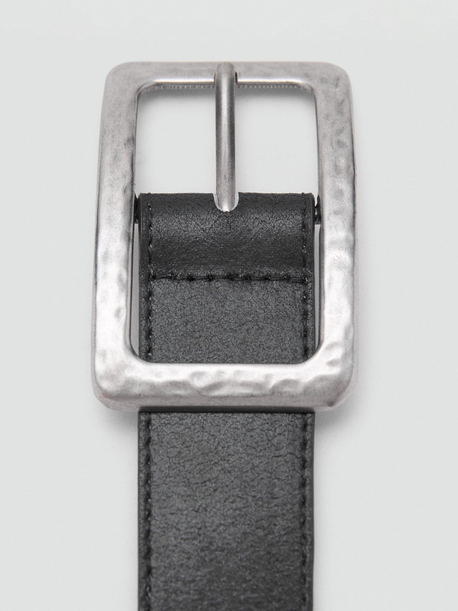 Product image 2 of 4, which shows Mango Julia Textured Square Buckle Belt, Black, S
