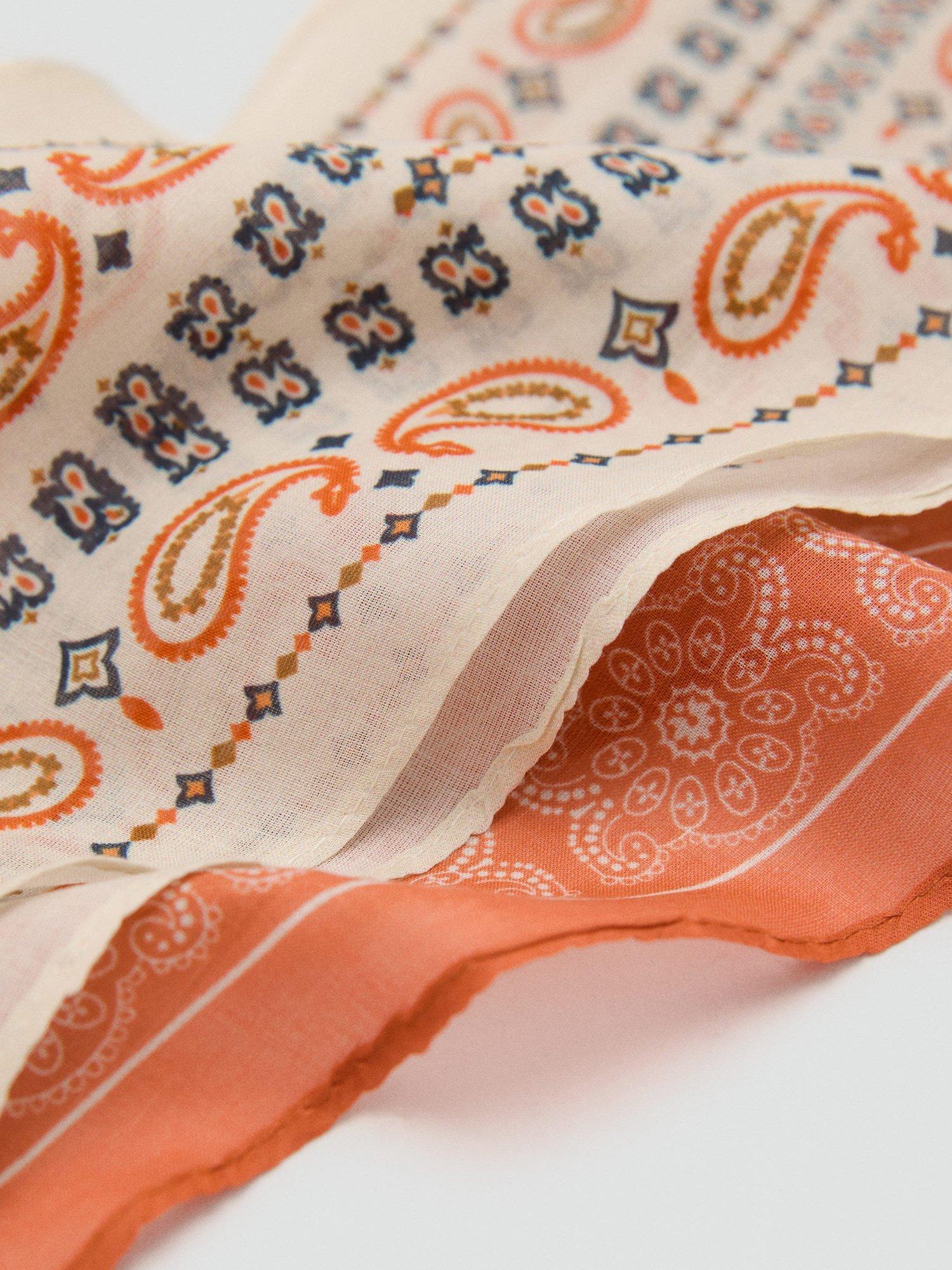 Product image 2 of 3, which shows Mango Floral Print Satin Bandana Scarf, Natural White/Multi, One Size