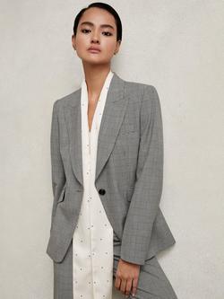 Reiss Brooklyn Check Blazer, Grey, Grey