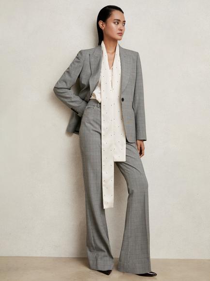 Reiss Brooklyn Check Blazer, Grey - view 2, Grey